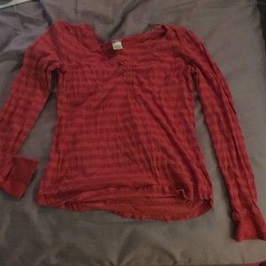 Striped long sleeve red shirt
